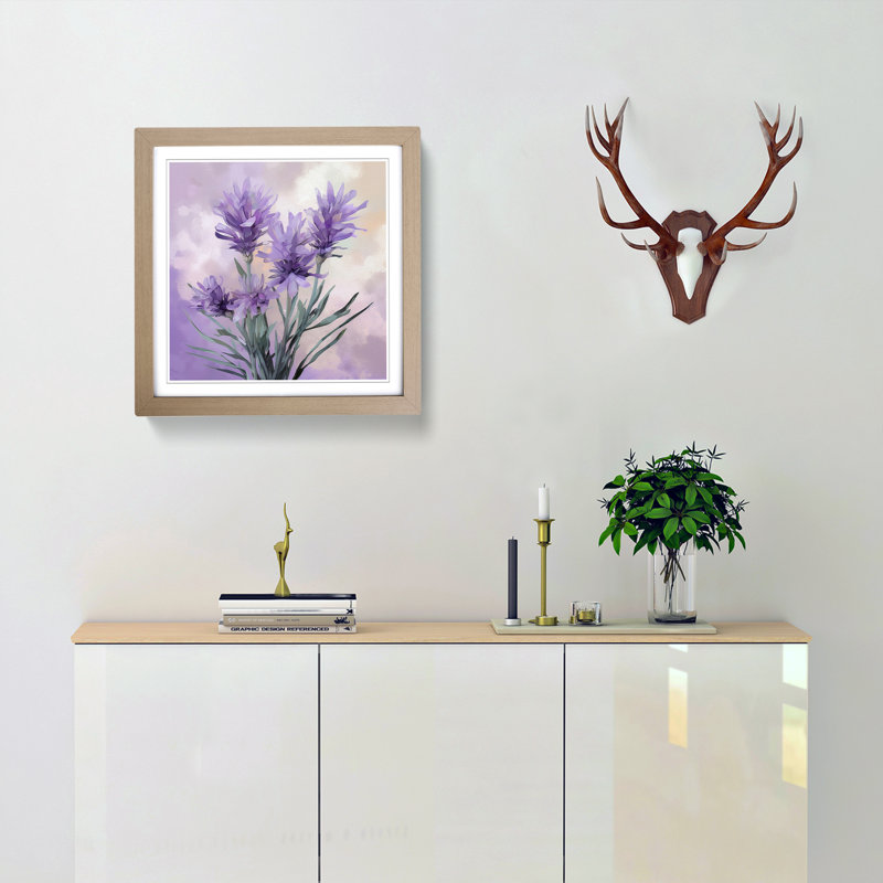 Lavender Flower Digital Art - Framed Print, Oak Framed