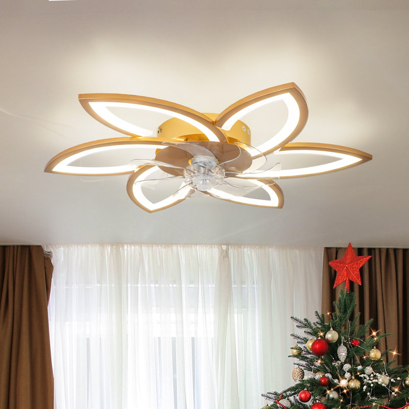 Ventilateur de plafond à DEL à 7 pales de 29,53 po avec télécommande Acea, Or