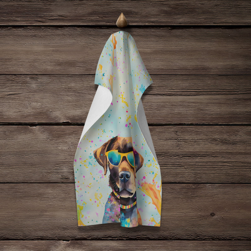 Chocolate Labrador Hippie Dawg Kitchen Towel