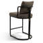 Tabouret de comptoir de 26 po avec dossier et structure en métal Cindina, chaises de bar rembourrées modernes pour îlot de cuisine-123525064