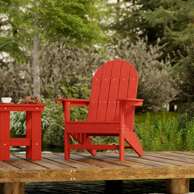 Freedom 3-Piece Traditional Adirondack Set With Side Table, Cardinal Red
