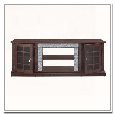 70" TV Stand with 2-Door Storage, Faux Stone Media Console Cabinet