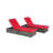 Outdoor Reclining Chaise Lounge Set With Table & Cushions – Set Of 2 -1340855424