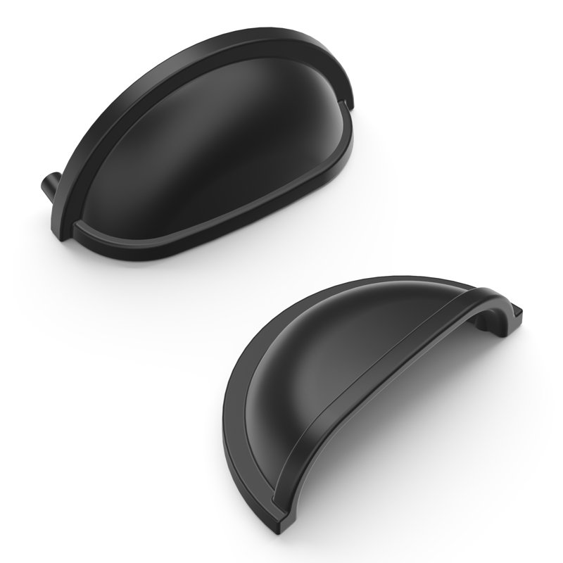 Williamsburg Collection Cup Pull - 3" Center to Center Cabinet Pull Matte Black - Farmhouse Hardware for Drawers & Cabinets