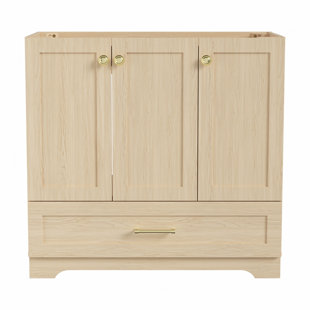 36" Oak Bathroom Vanity Base Without Top