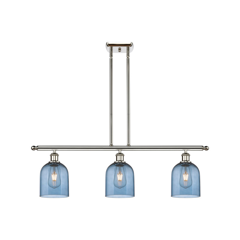 Odaniel 3 - Light Kitchen Island Pendant, Princess Blue, Polished Nickel