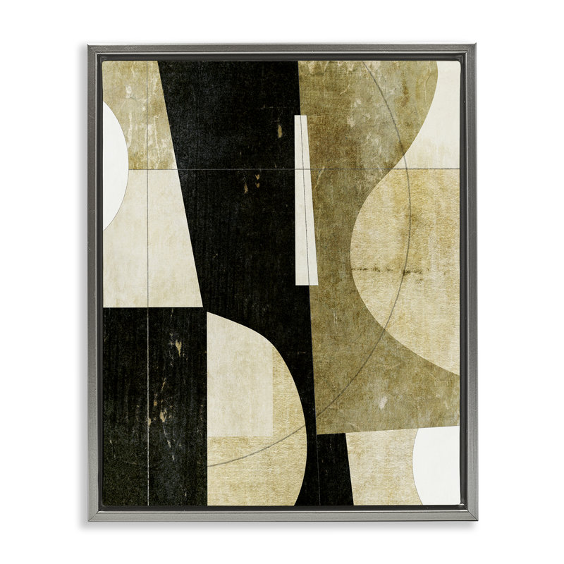 Cadre flottant à motif de tons de terre, conception de Suzanne Nicoll, Cadre flottant gris lustré, H 21 po x l 17 po