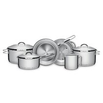 Tramontina Solar Ceramic Cookware Set Stainless Steel Triple Bottom with Internal Graphite Ceramic Lining 4 Pieces
