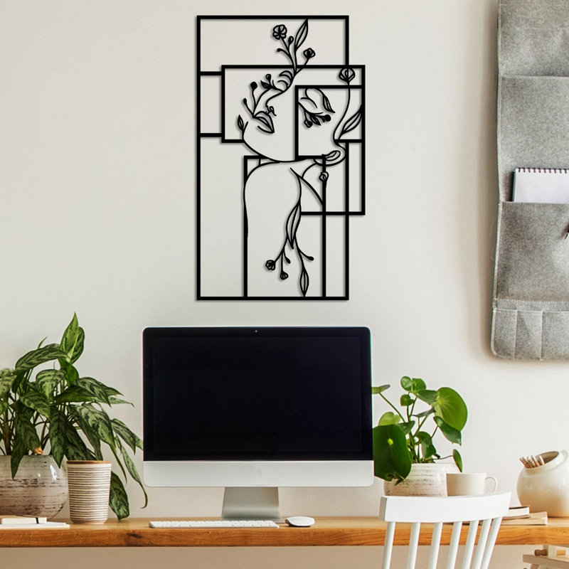 Élégant accessoire mural décoratif en métal, finition noire, 19,7 po x 11,8 po | 100% métal avec une épaisseur de 0,06 pouce | Léger à 0,6 lb | Montage mural facile pour une décoration intérieure élégante et durable