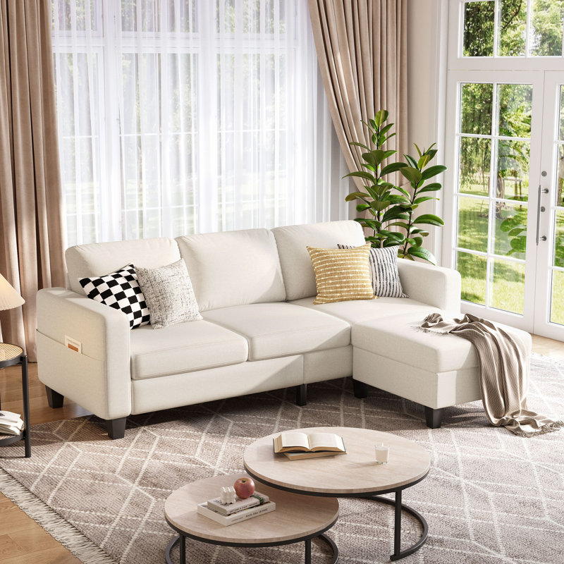 Canapé modulaire en forme de L 79 po, Tissu beige 