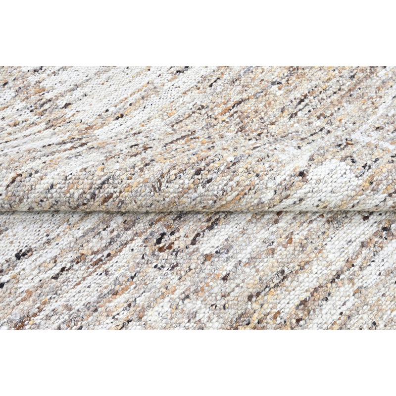 Hand Knotted Wool Area Rug, Sand, Rectangle 9' x 12'