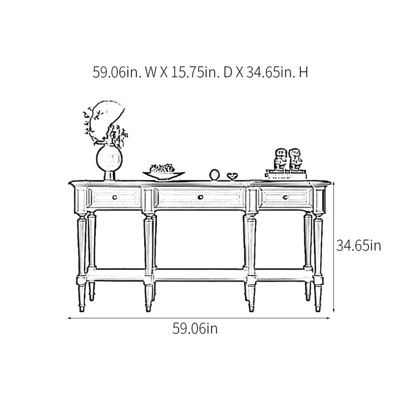 Rural Retro Practical Console Table, 34.65" H x 59.06" W x 15.75" D