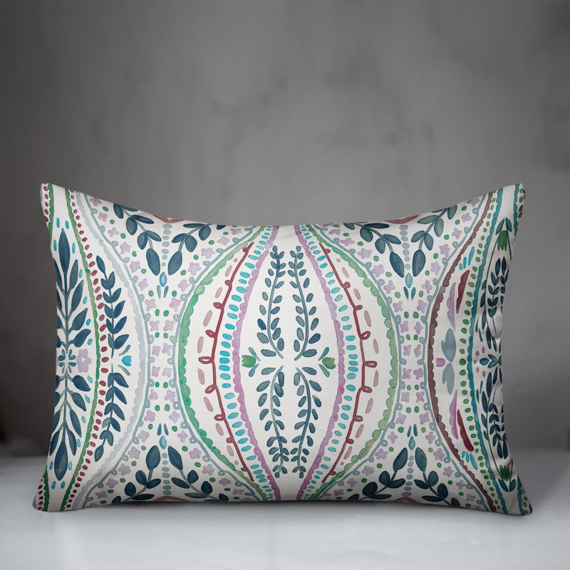 Housse et insert de coussin d'extérieur Juan, Bleu clair, Floral 7