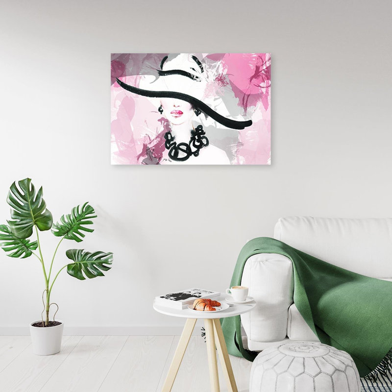 Glamor Woman With Hat - Wrapped Canvas Print, 70cm H x 100cm W