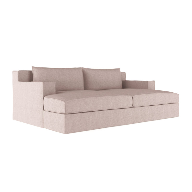 Mulberry Square Track-Arm Daybed with Flange Seam, Plush Velvet Blush, Weathered