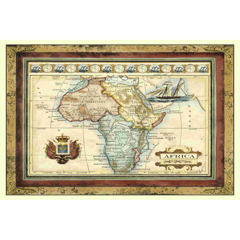 Carte de l'Afrique, H 32 po x l 48 po