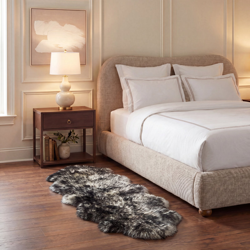 Tateos Sheep Skin Natural Sheep Skin Made Within Acid Dying Sheep Skin Animal Print Rug, Runner 2' x 6'