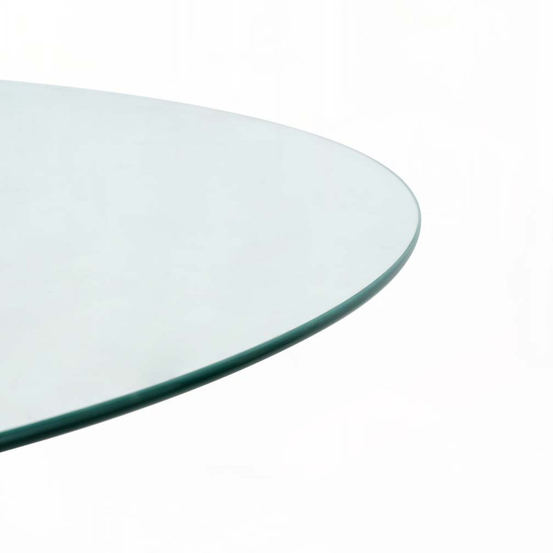 Modern Minimalist Round Glass Dining Table, H 29,5 po x L 39,2 po x l 39,2 po, Argent argent