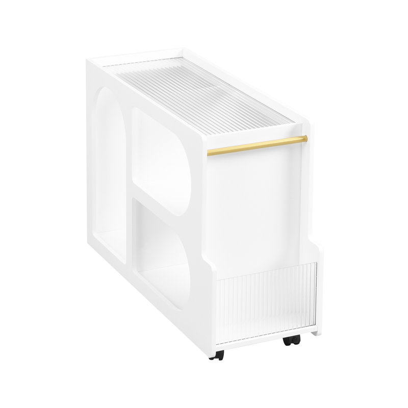 End Table With Wheels, White