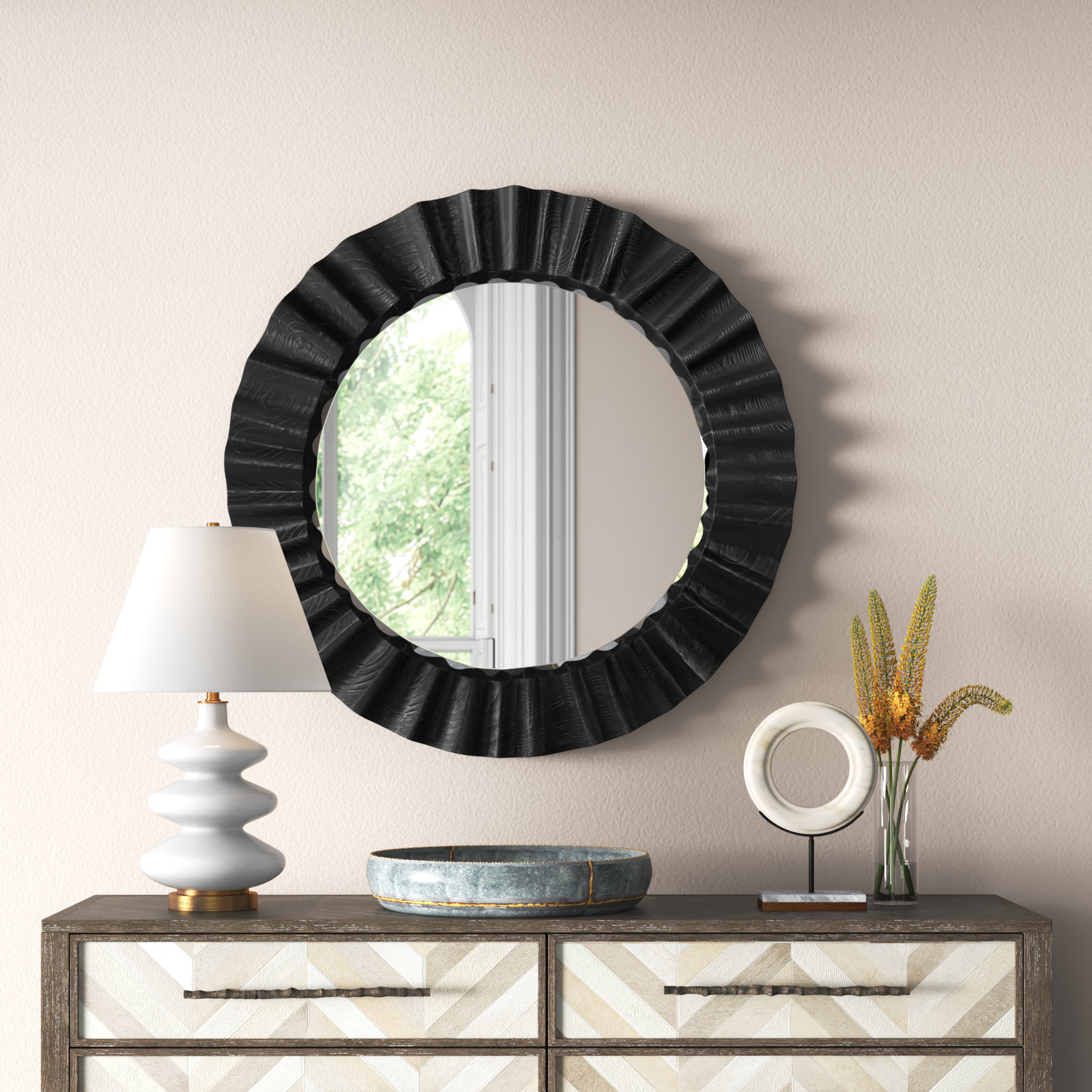 Jepsen Wood Scalloped Wall Mirror