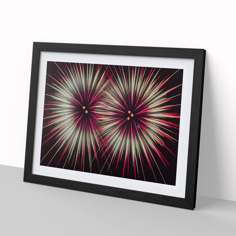 Graceful Fireworks - Single Picture Frame Print, 46cm H x 64cm W x 2cm D, Black Framed