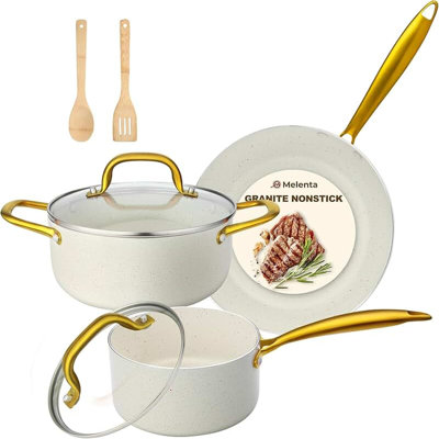 7-Piece Nonstick White Granite Cookware Set