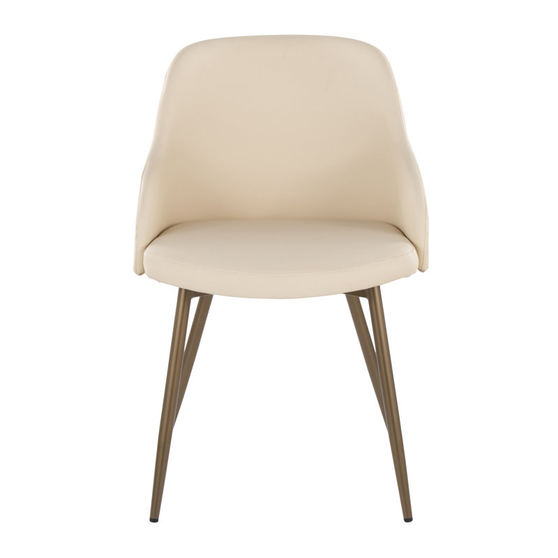 Fauteuils rembourrés - Similicuir et pieds fuselés en métal, Crème, Cuivre antique