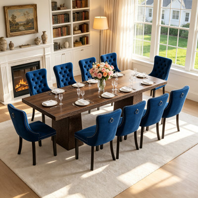 Ensemble de table et de chaises extensibles de 160 à 240 cm avec chaises rembourrées, style rustique rectangulaire, idéal pour la maison ou le bureau.