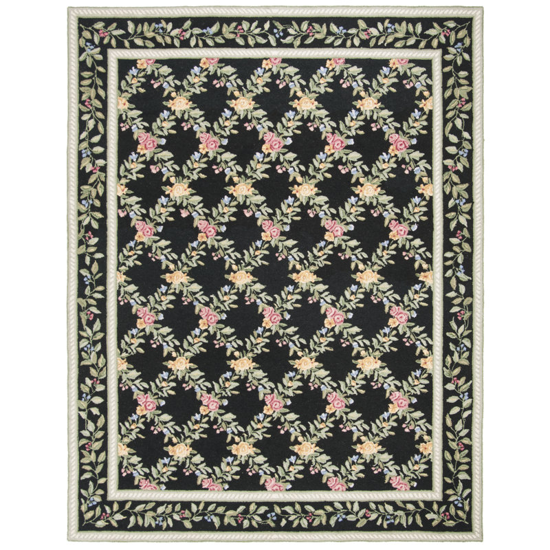 Beyda Hand Hooked Wool Pile Floral Rug, Rectangle 8' x 10'