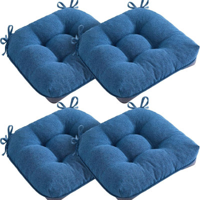 Dining Chair Cushions Set Of 4 Memory Foam 15.5 Inch Blue