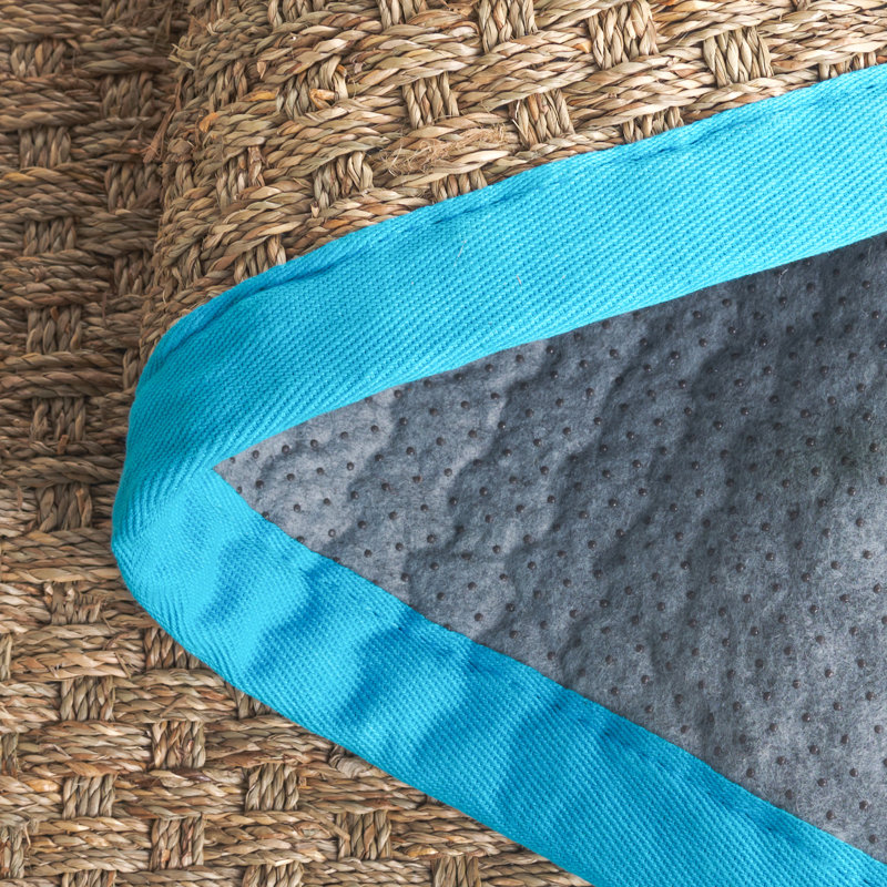 Joanna Auckland Bamboo Natural/Turquoise Area Rug, Runner 2'6" x 12'