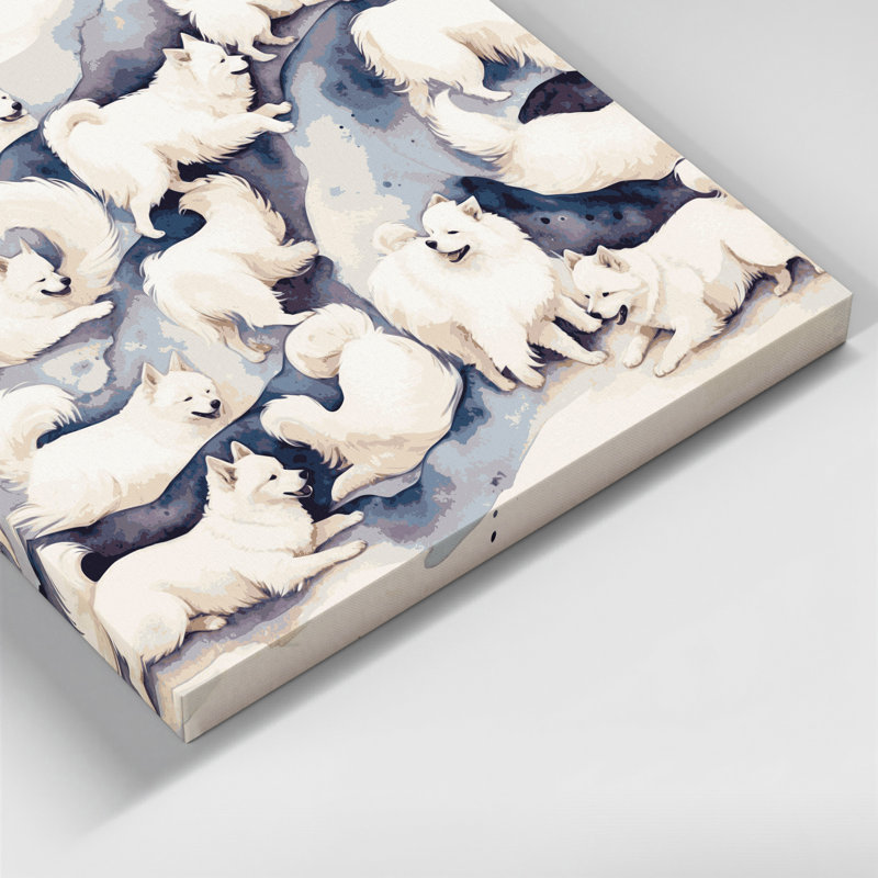 «Dogs Samoyed Beige», art mural sur toile, H 8 po x l 8 po