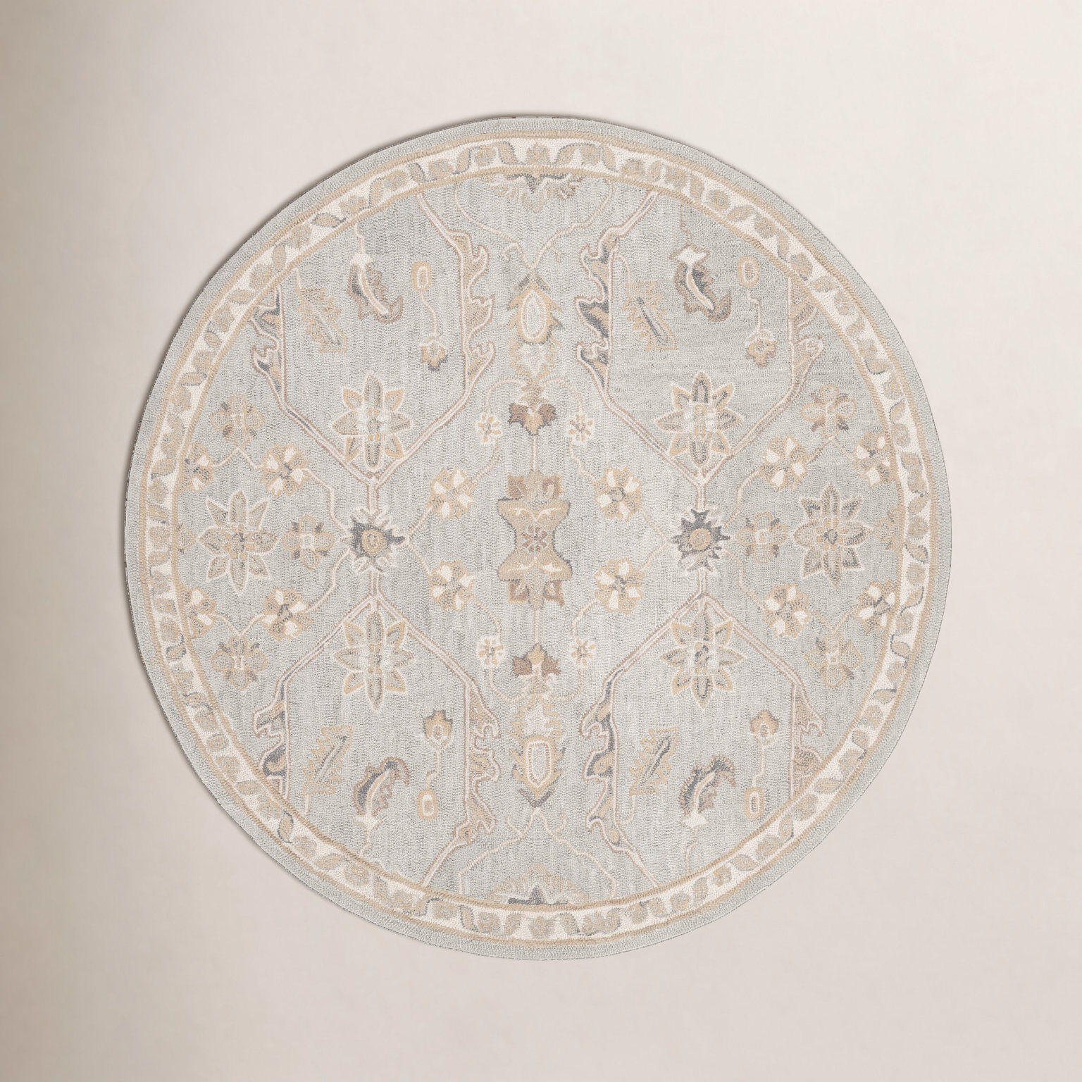 Airlie Slate Beige Hand-Tufted Wool Oriental Rug, Round 8'
