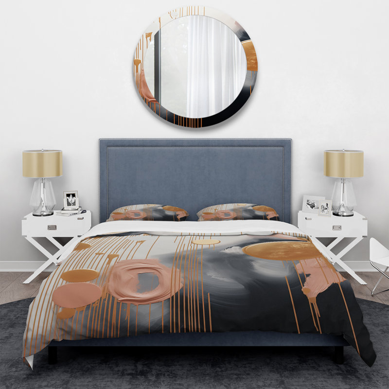 Ensemble de housse de couette or et blanc Abstract Shapes Harmony IV - Abstract Shapes