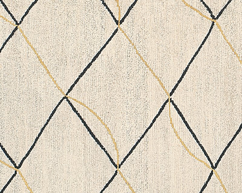Archloop Geometric Area Rug in Black/Gold/White, Rectangle 12' x 16'