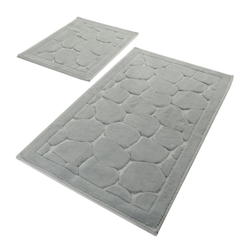 Premium Cotton Bathmat Set (2 Pieces) - Antibacterial, Non-Slip, 19.7 x 23.6 inches & 23.6 x 39.4 inches | 100% Cotton, 1.76 lbs per sq yd | Machine Washable, Luxurious Softness for Bathroom Comfort & Safety