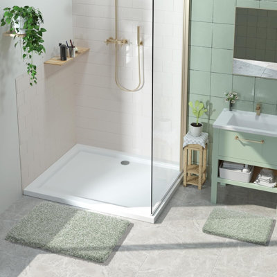 Tapis de salle de bain 32 po x 20 po, tapis de bain, absorbant très doux, vert clair et blanc