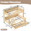 Lit simple superposé au dessus d'un lit double avec tiroirs de rangement, structure en bois massif, garde-corps courbé et tablettes, aucun sommier nécessaire, naturel-371575502