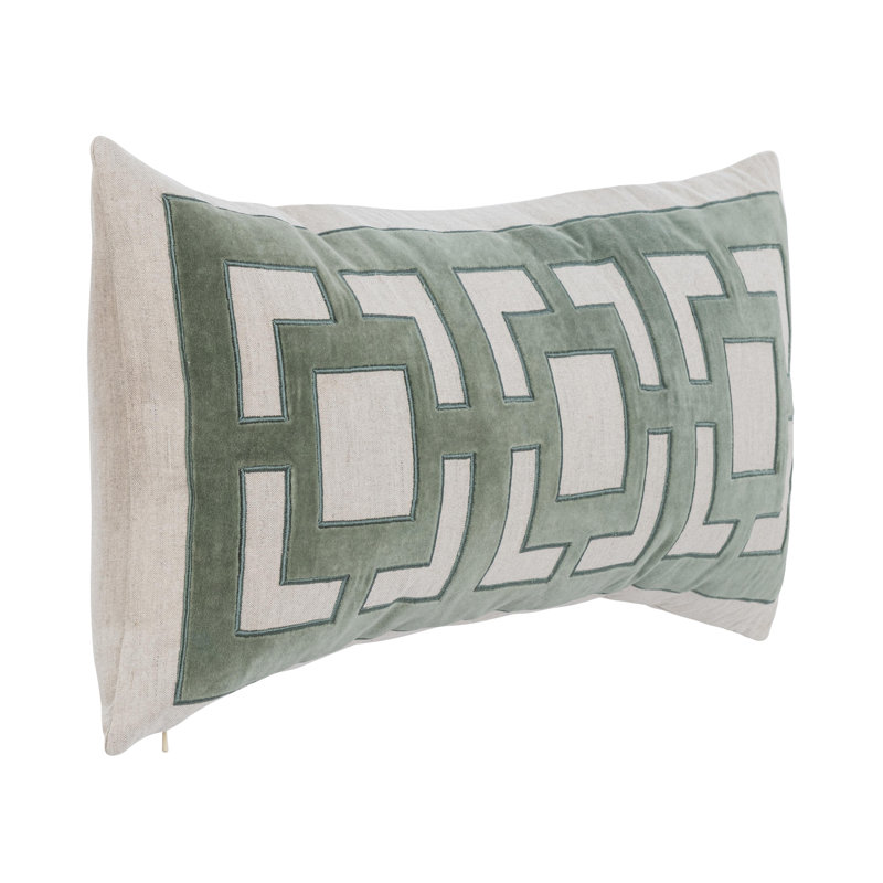Coussin décoratif en mélange de coton Corbin, Rectangle H 14 po x l 26 po, Vert