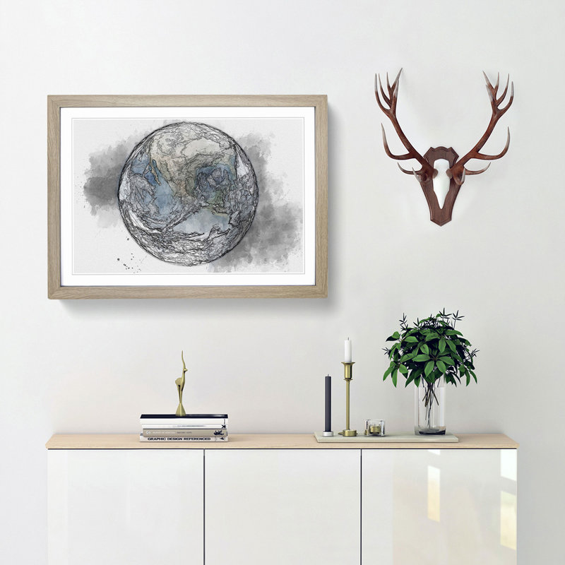 View of the Earth in Abstract - Picture Frame Graphic Art Print, Oak, 50cm H x 76cm W x 2cm D