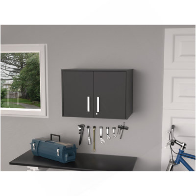 Armoire de rangement Penny, armoire murale double porte, trois tablettes internes