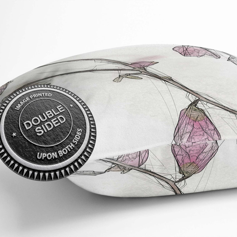 Pink Floral Flowers Cushion with Filling, 55cm H x 55cm W x 20cm D
