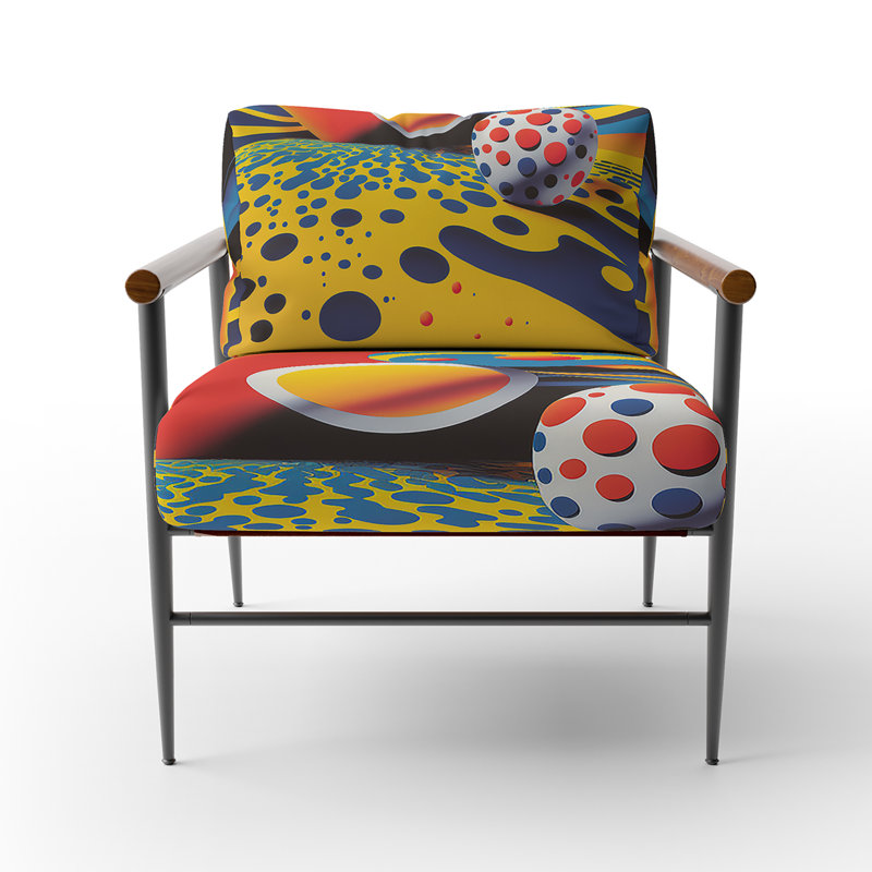 Fauteuil d'appoint à motif géométrique abstrait rembourré Croker, Noir, noir, noir, noir