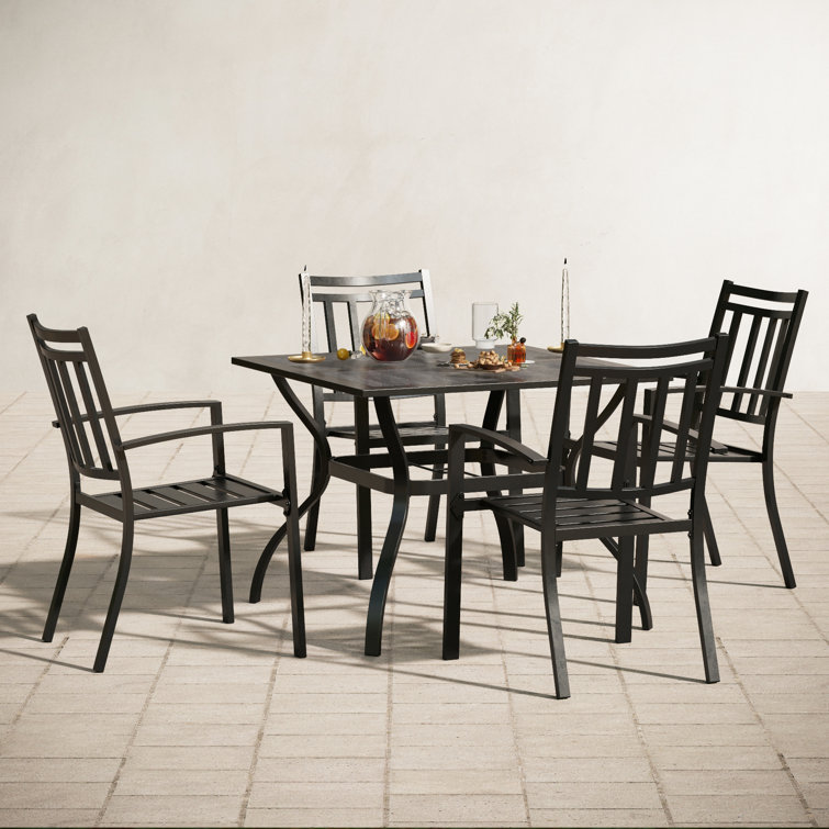 Alyah 4 - Person Metal Patio Dining Set with Square Table