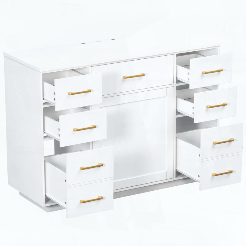 Meuble-lavabo de salle de bain de 48 pouces avec comptoir, White