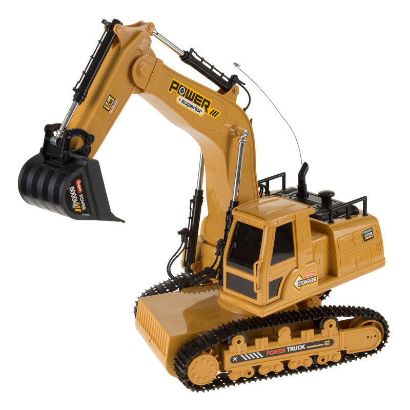 Hey! Play! Remote Control Excavator - Tractor Toy with Movable Claw and Rechargeable Battery - RC Construction Vehicles