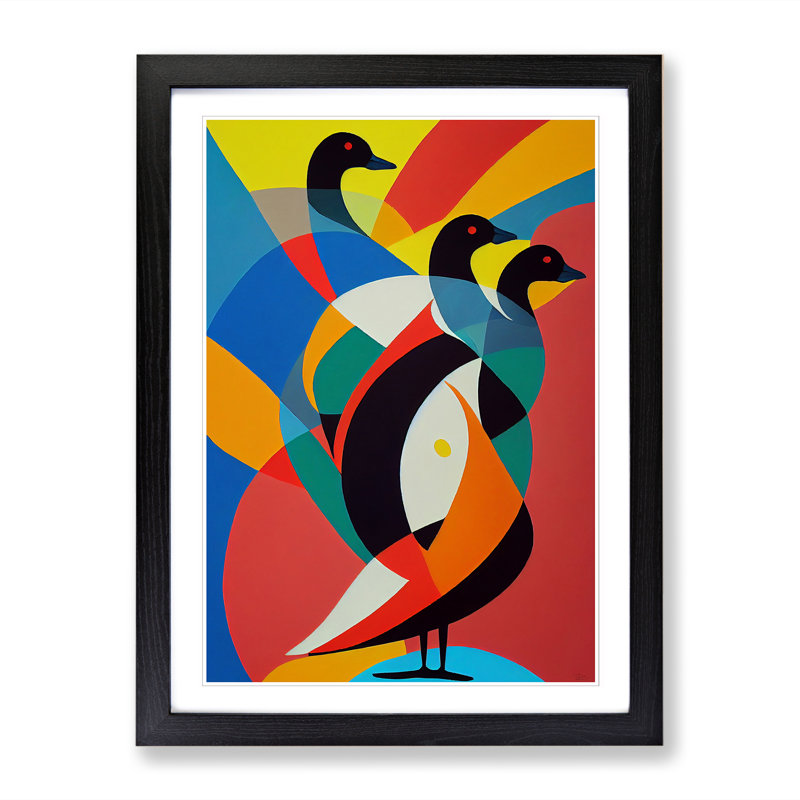 Goose Painting Abstract - Picture Frame Print, Black, 64cm H x 46cm W x 2cm D