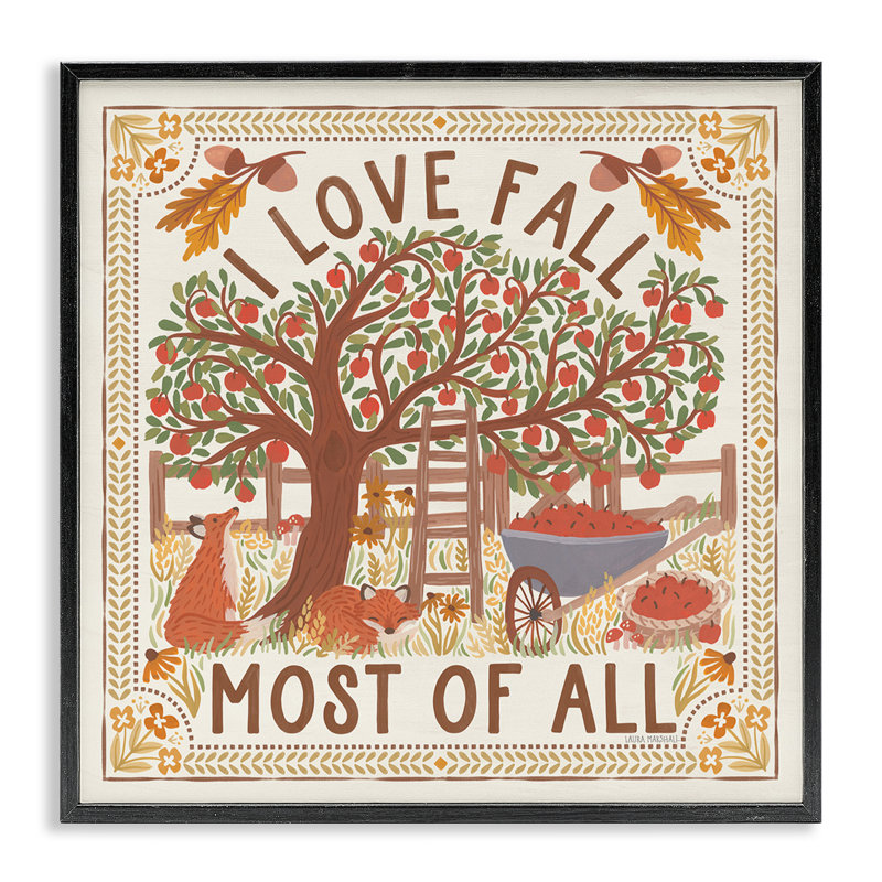 «Love Fall Scenery», estampe numérique par Laura Marshall, H 24 po x l 24 po, Giclée encadrée noir minuit