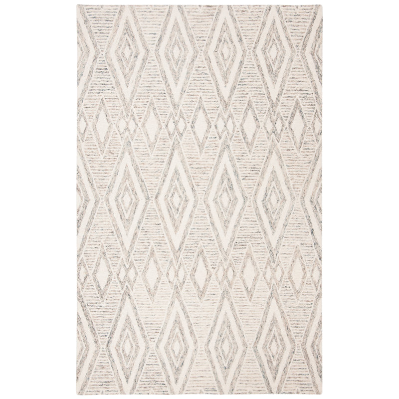 Senter Hand Tufted Wool Geometric Rug, Rectangle 4' x 6'