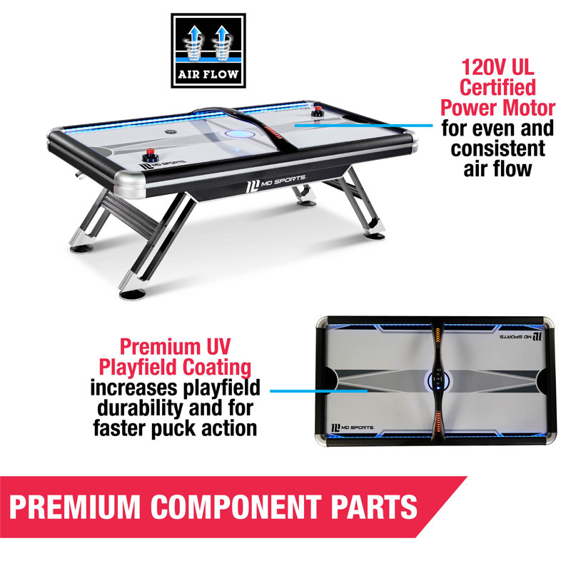 Titan 7.5' Four Player Air Hockey Table with Digital Scoreboard and Lights